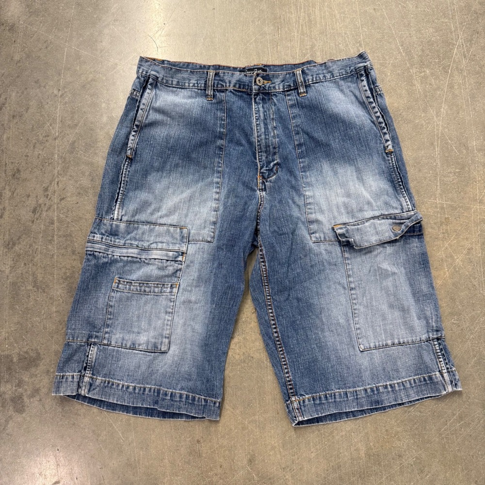 Sean John Vintage Y2K Denim Cargo Shorts Mens 38 Blue Baggy Streetwear Hip Hop